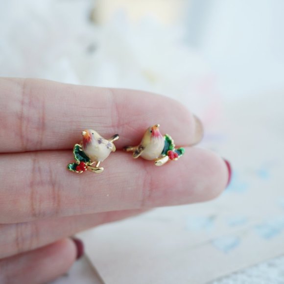 Bill skinner cute robin bird stud earrings - Picture 5 of 6